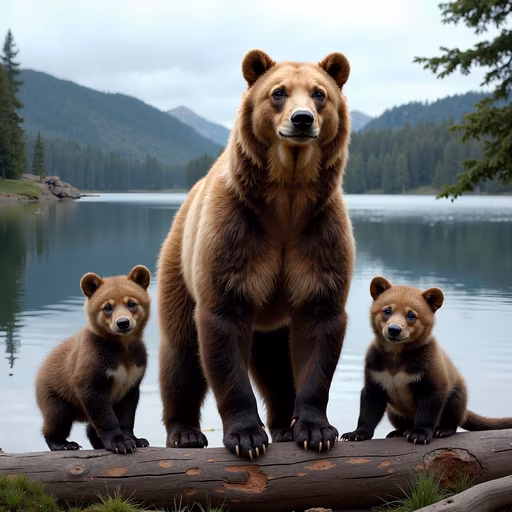 Bear Family by the Lake