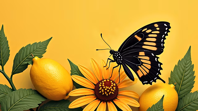 Butterfly and Lemon Illustration