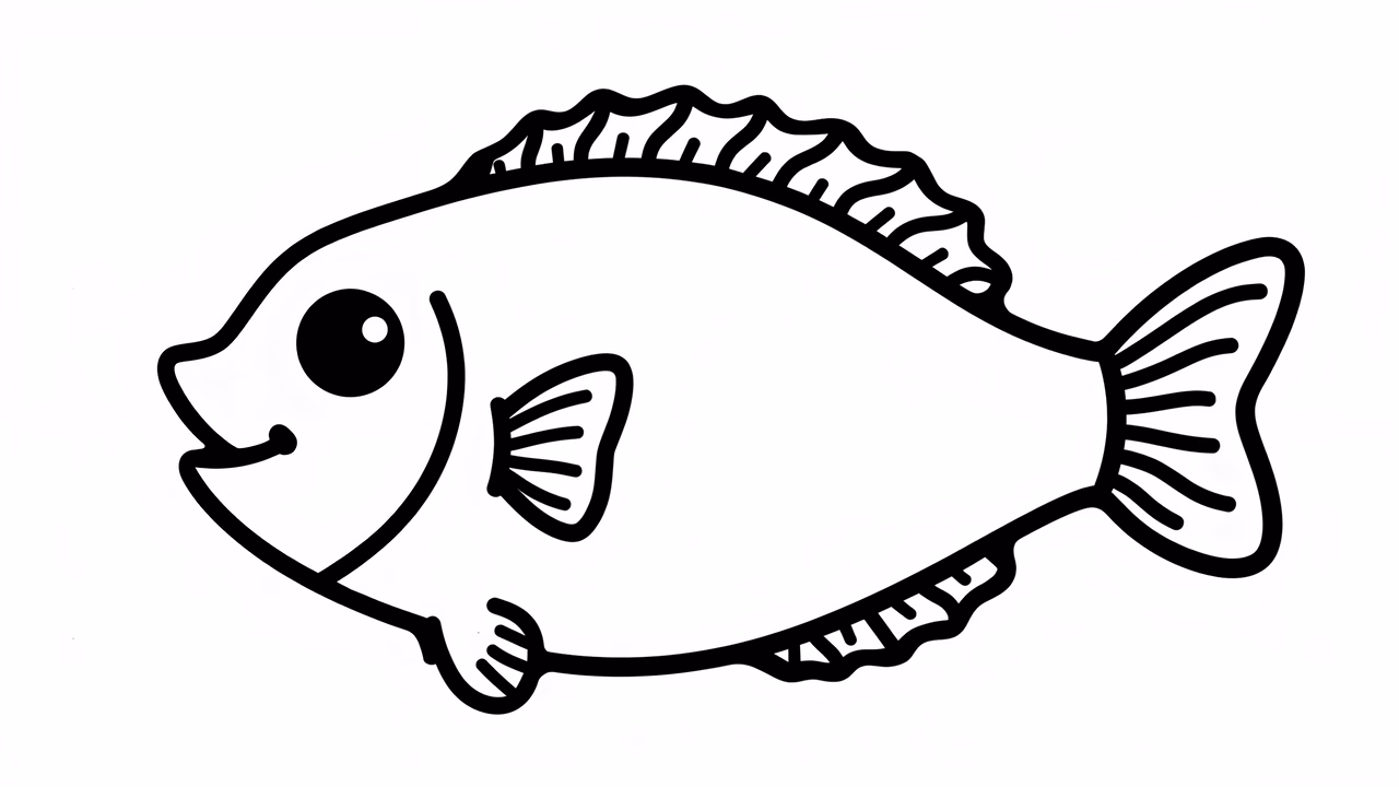A cute cartoon fish with big eyes and a friendly smile, perfect for kids!