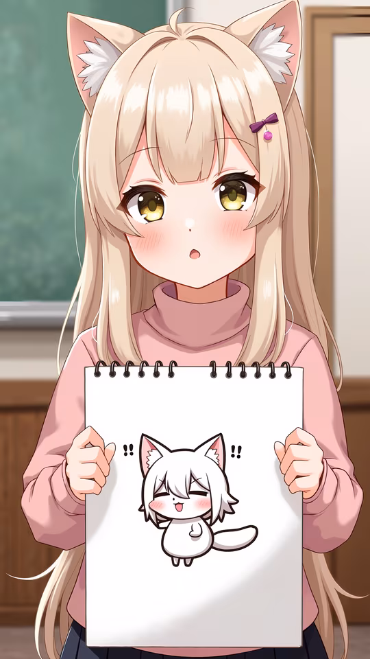 Cartoon Girl Holding a Sketchbook