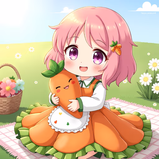 Cartoon Girl with Carrot