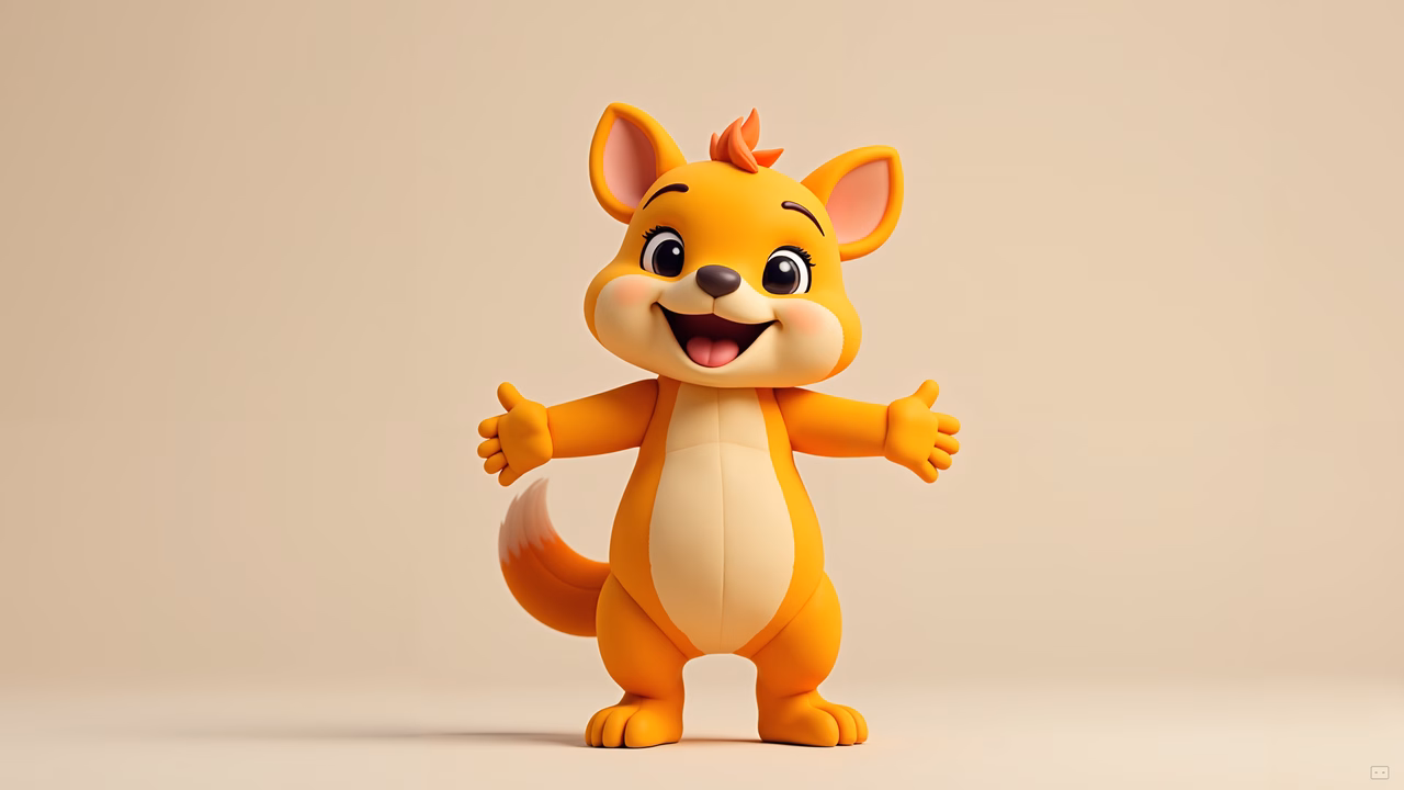 A friendly cartoon kangaroo with a warm smile and expressive eyes, perfect for children's art.