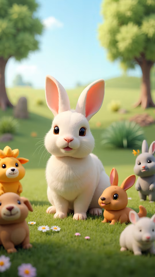 Cartoon Rabbit Gathering