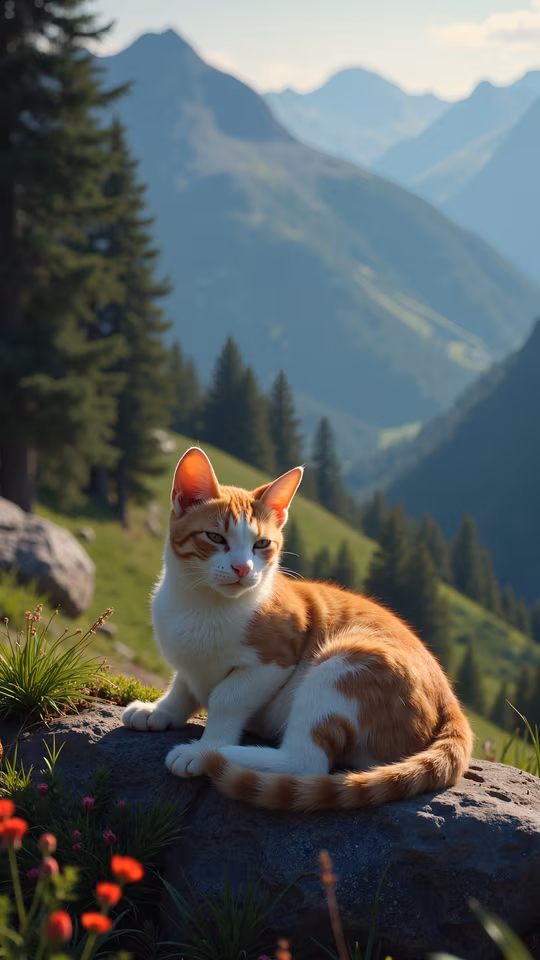 Cat on a Rocky Hill
