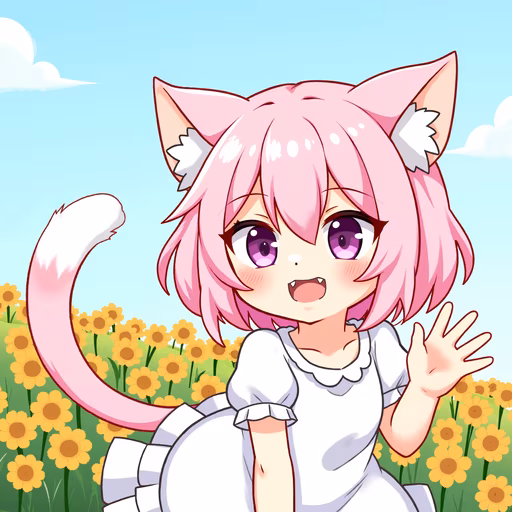 Catgirl in Sunflower Field