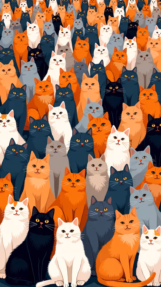 Colorful Cats Illustration