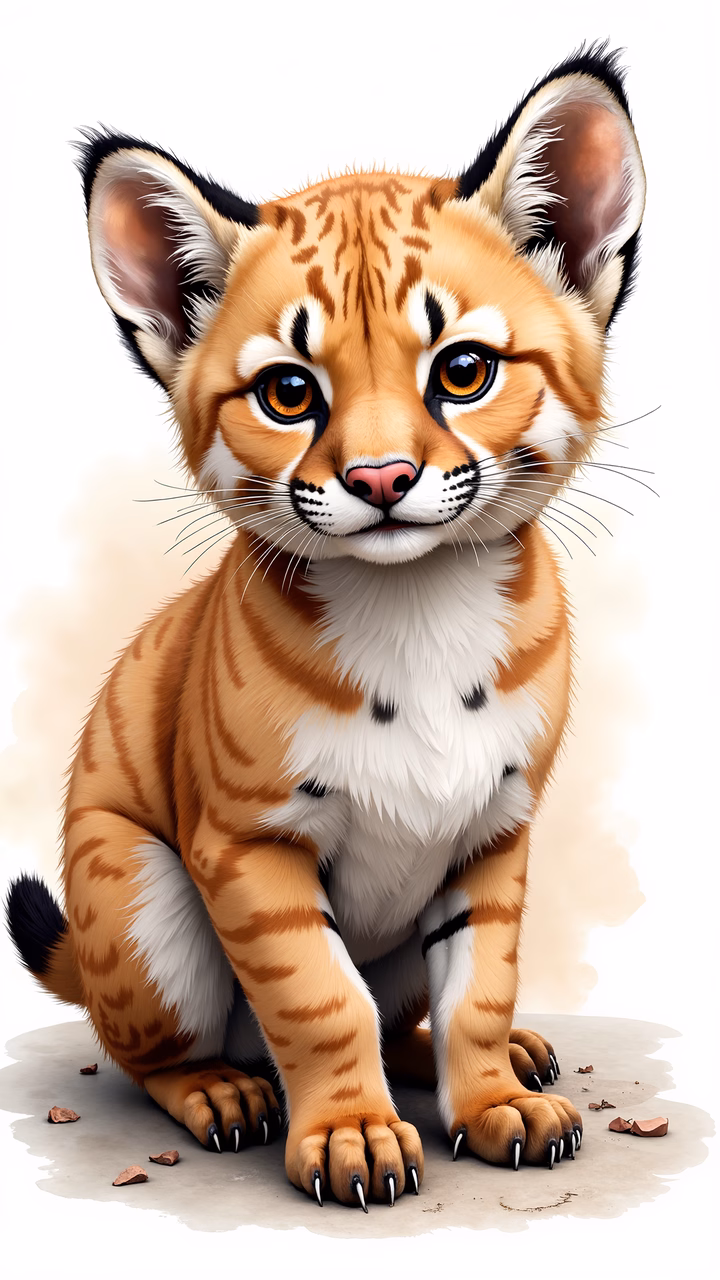 A cute tiger cub illustration with detailed fur patterns and expressive eyes.