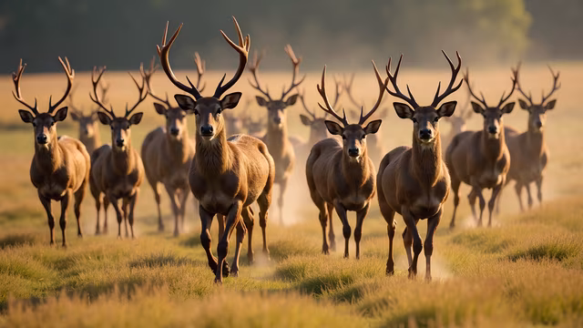 Deer Herd in Golden Light