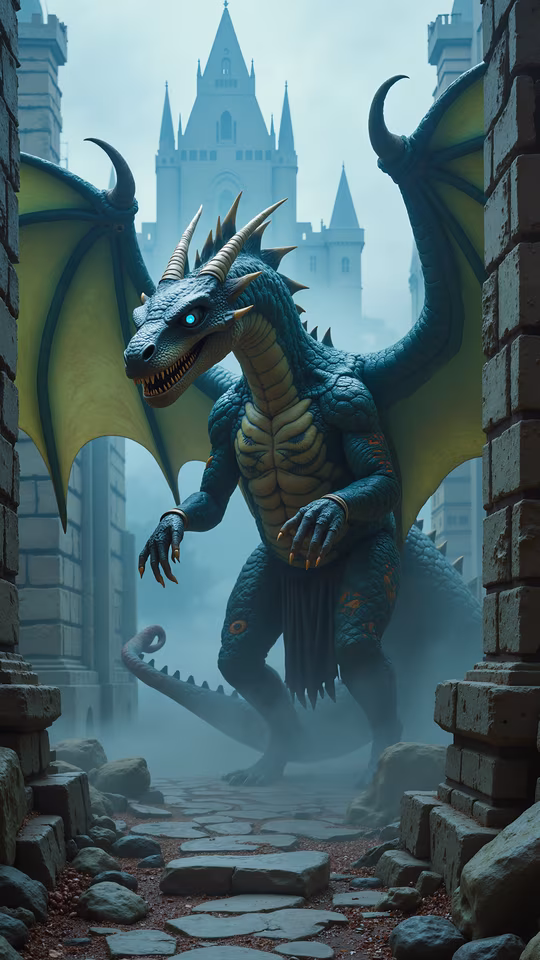 Dragon in Castle Ruins