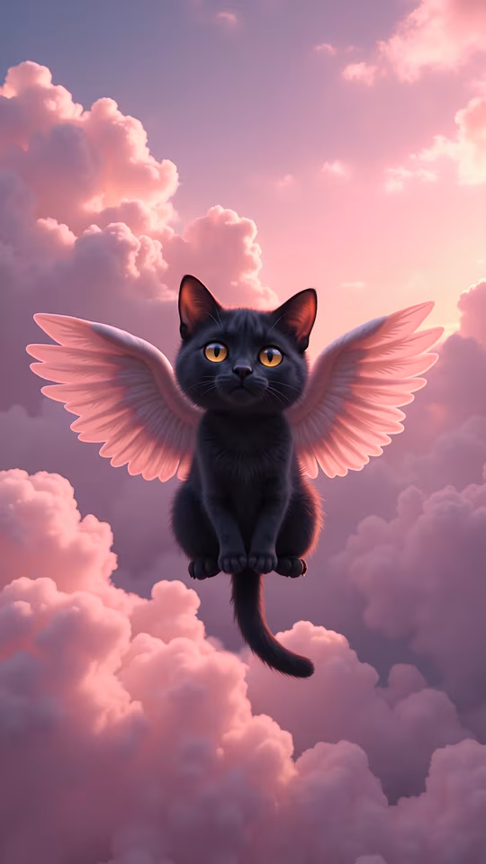 Flying Cat with Wings