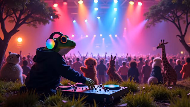 Frog DJ at the Animal Party