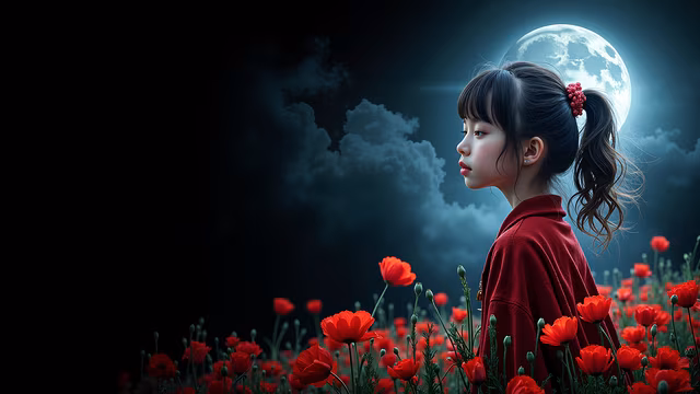 Girl Amongst Red Poppies