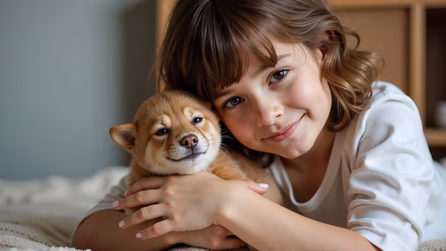 Girl and Puppy