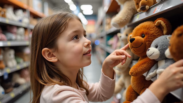 Girl Choosing Teddy Bear