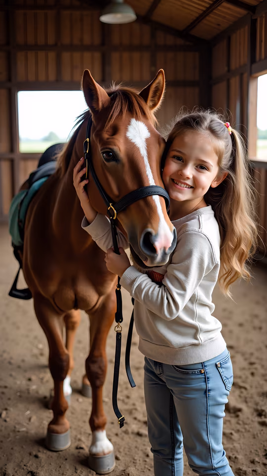 Girl Hugging Horse