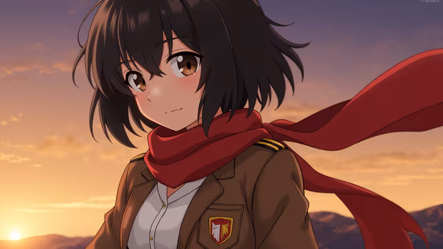 Girl in Uniform at Sunset