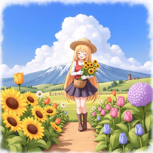Girl with Sunflowers