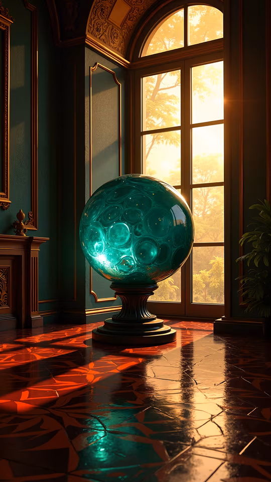 Glass Sphere in Sunlit Room