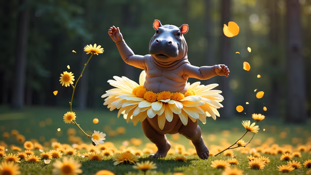 Hippopotamus in a Flower Tutu