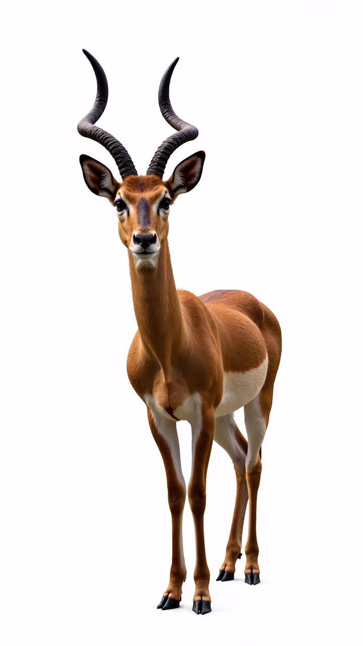Realistic impala illustration with warm tones and elegant posture.