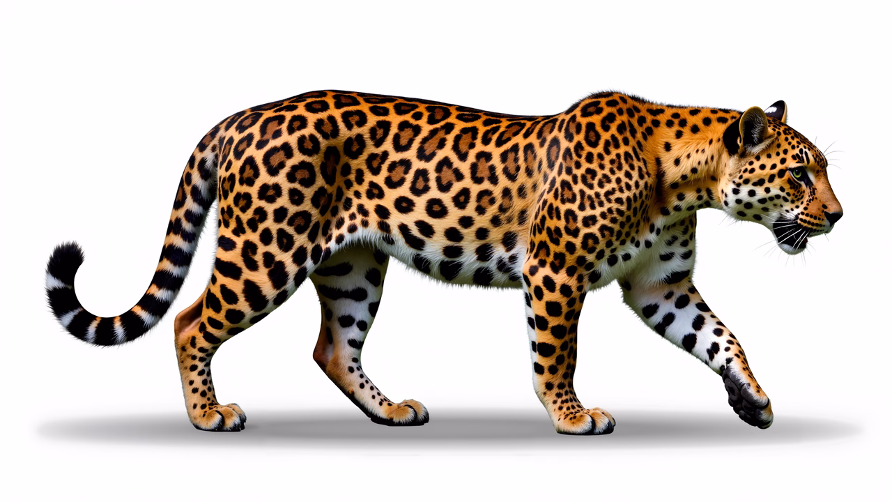 Detailed leopard illustration with intricate fur patterns on a white background.