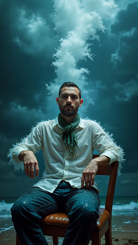 Man on Chair Underwater