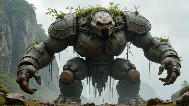Metallic Beast with Vegetation