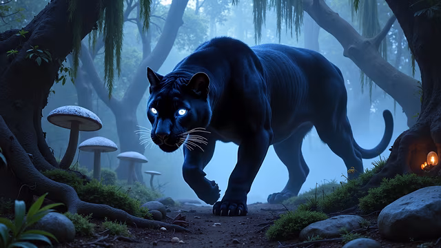 Mysterious Black Panther in Enchanted Forest