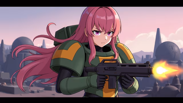 Pink-Haired Soldier Illustration