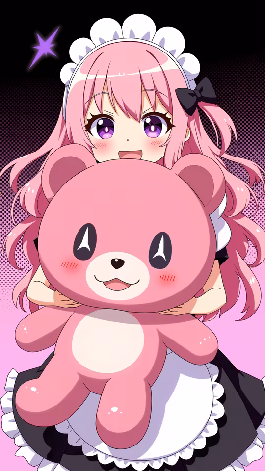 Pink Maid with Teddy Bear