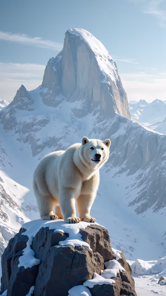 Polar Bear on Rocky Peak