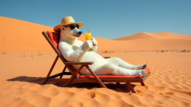 Polar Bear Relaxing in the Desert