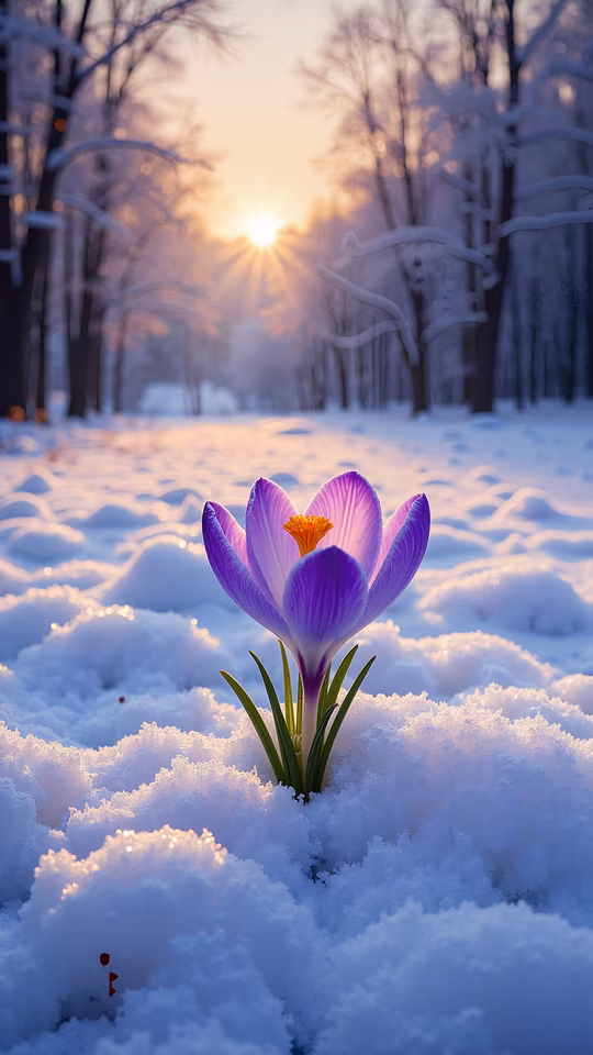 Purple Crocus in Snow