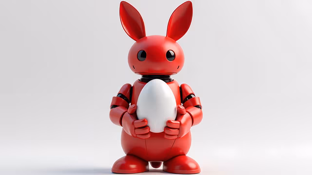 Robot Bunny Holding Egg