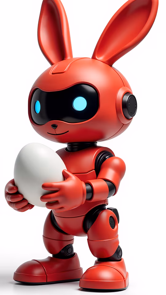 Robot Bunny Holding Egg