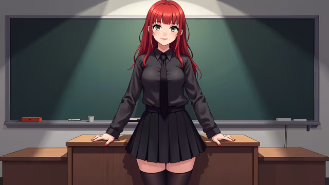 Schoolgirl Classroom Illustration