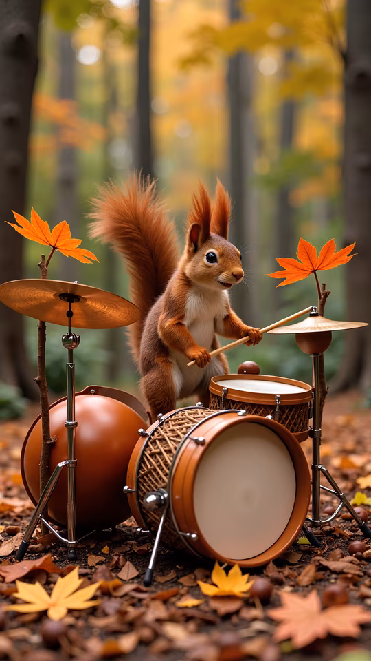 Squirrel Drummer in Autumn