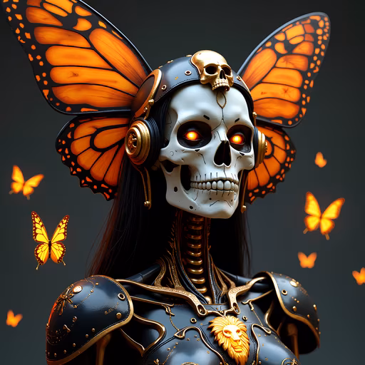 Steampunk Skeleton with Butterflies