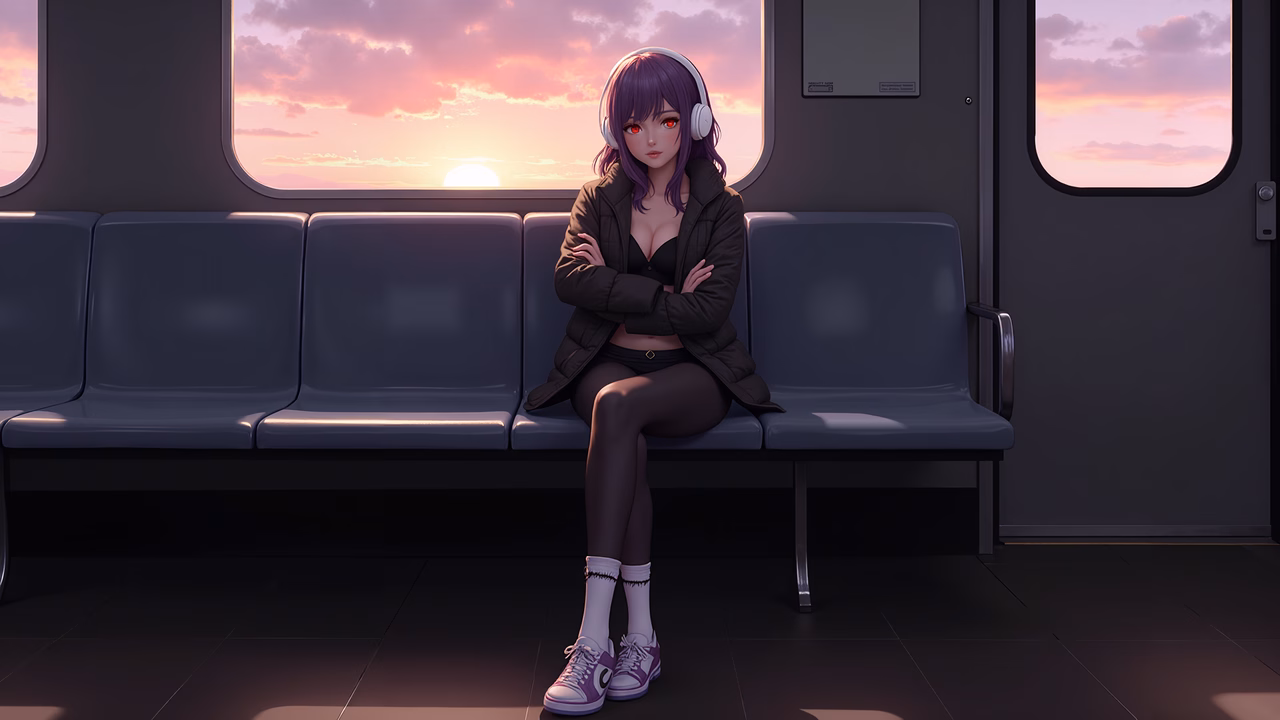 Solitude on a train during a beautiful sunset.
