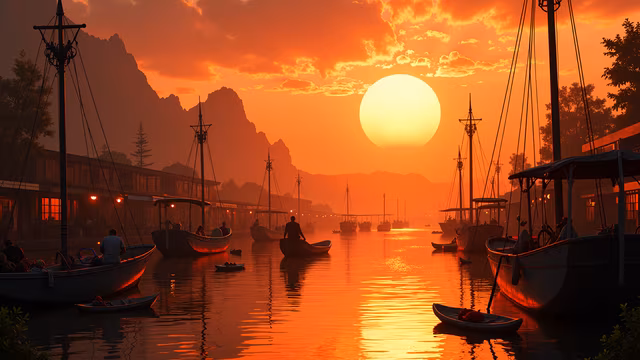 Sunset Harbor Illustration