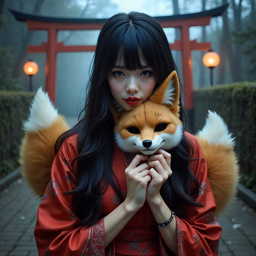 Woman with Fox Mask