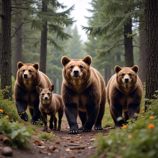 Bear Family in the Forest