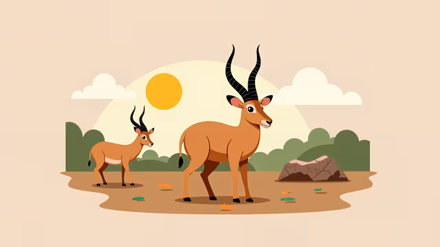 Cartoon Antelope Family