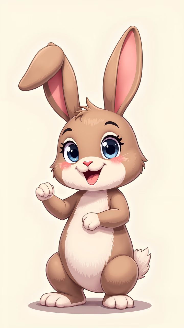 A cute cartoon bunny waving cheerfully, perfect for children's decor.