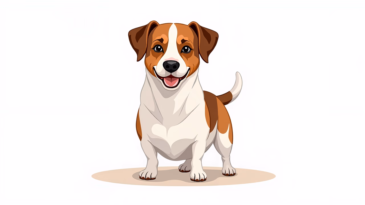 A cute cartoon dog with a joyful expression, ideal for family-friendly content.