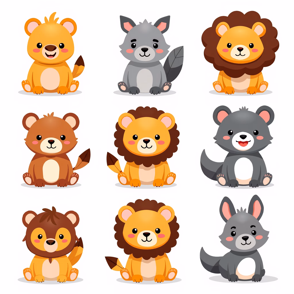 Cute cartoon forest animals in a friendly and inviting atmosphere.