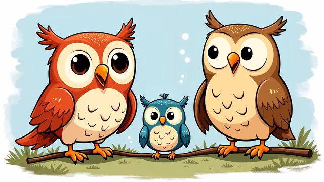 Cartoon Owl Family
