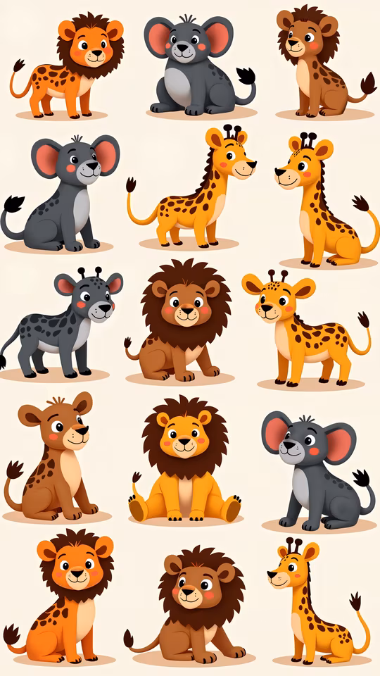 Cartoon Safari Animals