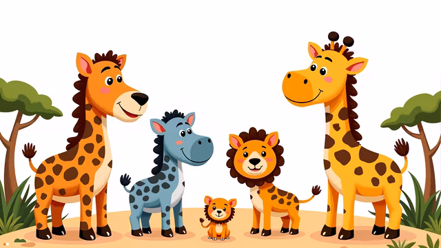 Cartoon Safari Friends