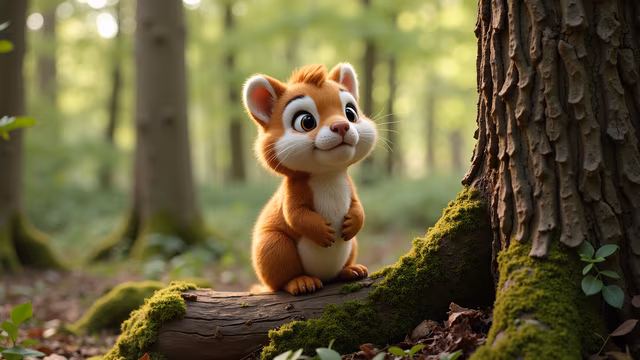 Cartoon Squirrel in the Forest